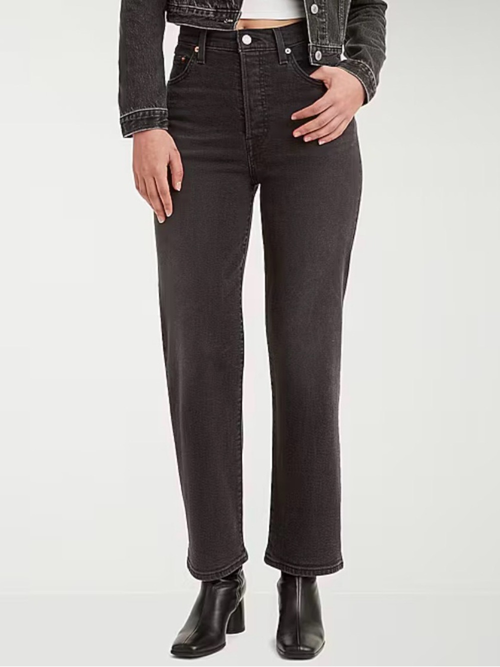 Levis Black Ribcage Straight Jeans